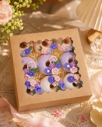 Bakepacker Auto-pop Up Pie Boxes with Window 8x8x2.5 inches 240pcs Brown - color: Brown, 240 Pcs, size: 240Pcs / 8"x 8"x 2.5"
