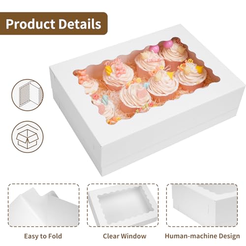 Moretoes 20pcs 14x10x4in Rectangular Quarter Sheet Cake Boxes with Window - size: 14*10*4In