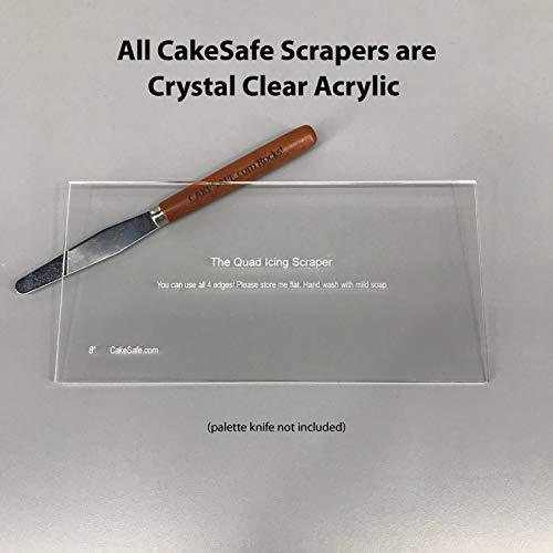 CAKESAFE 10 Inch Clear Quad Acrylic Cake Scraper, Cake Icing Scraper and Butter Cream Smoother - size: 10" Quad Scraper