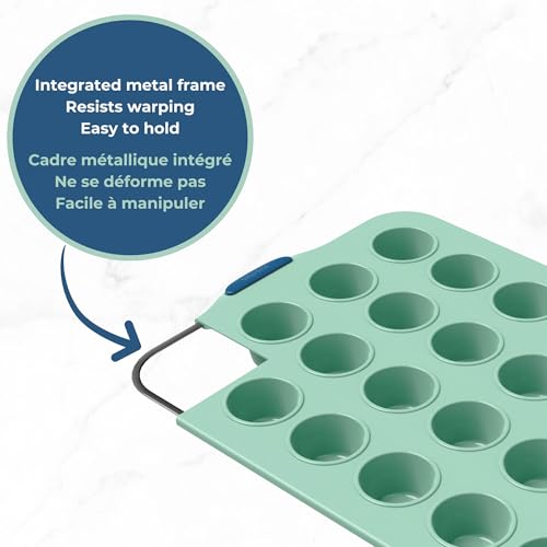 Starfrit 24-Cup Mini Muffin Pan, Silicone, Metal Frame, Green - size: 24 muffins pan