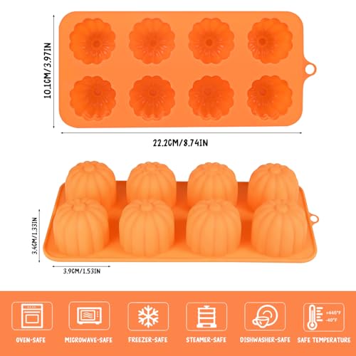 Halloween Pumpkin Silicone Mold for Chocolate,8 Cavities Chocolate Molds,Funny 3D Halloween Chocolate Candy Molds for Soap Pudding Jelly Cakes Making - color: Style3