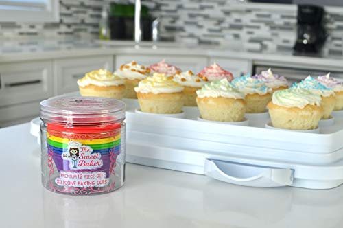 | Professional Silicone Baking Cups | Premium 12 Piece Set | Reusable Cupcake Muffin Pans | BPA Free - size: Standard
