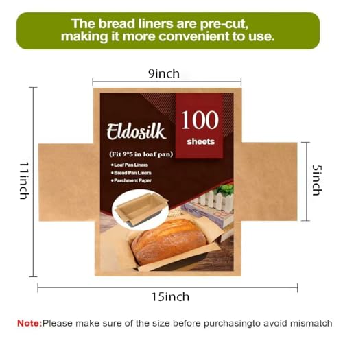 Unbleached Parchment Paper Loaf Pan Liner - Precut 9''x5'' Non-Stick, Fits 8.5''x4.5''/10''x5'' Loaf Pans, Heat-Resistant 430°F BPA-Free Food-Safe for Bread Baking (100 Pcs) - size: 9x5 inches - 100 pieces Paper