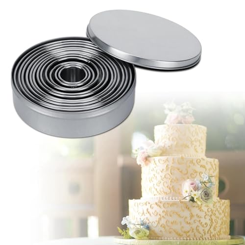 Round Cookie Cutters Set, 12PCS Biscuit Cutter Stainless Steel Biscuit Cutter Graduated Sizes Circle Pastry Molds for Baking Donut Fondant
