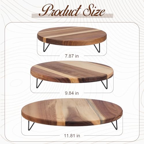 Havawish 3 Pcs Wood Cake Stand Display Decoration, Multi Size 8 10 12 Inch Farmhouse Rustic Wooden Dessert Table Display for Appetizers Bakery Snack Camping Tea Wedding Birthday Party Supplies