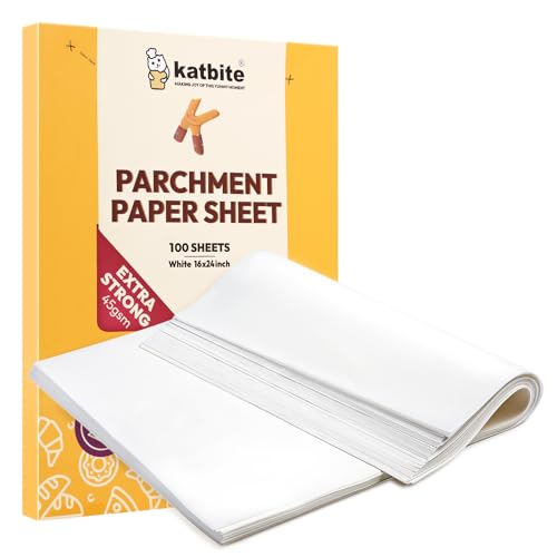 Katbite 100 Pcs Parchment Paper Baking Sheets, 16x24 Inch, Heavy Duty - size: 16"x24"-100