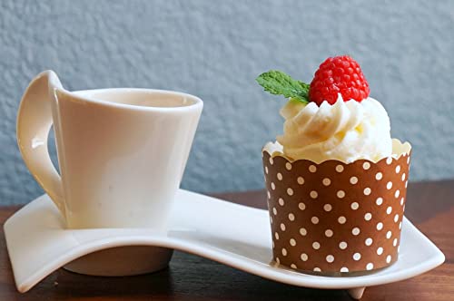 Paper Baking Cups (Polka Dots), Greaseproof Disposable Cupcake Liners (Chocolate Brown, Large Cups (50-Pack)) - color: Chocolate Brown