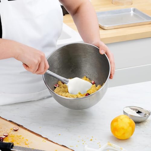 Tovolo Stainless Steel Handled Silicone Spatula Set of 5 White, Dishwasher Safe Kitchen Spatula Set for Cooking Baking, Non Toxic BPA Free Silicone Spatula set with Metal Steel Handle - color: White, style: Stainless Steel Handle