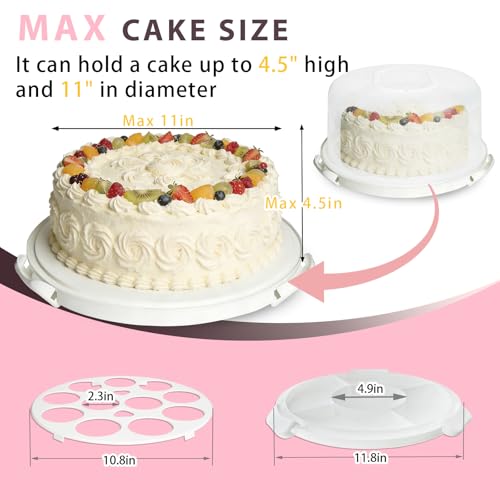 Plastic Cake Carrier with Lid and Handle, Multipurpose Cake Stand - color: Clear