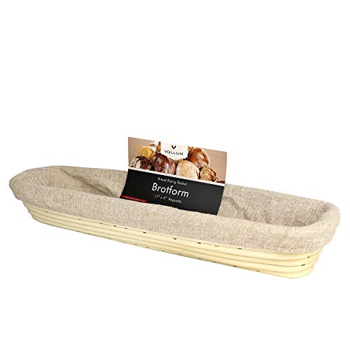 Vollum Bread Proofing Basket with Liner – Sourdough Baguette Brotform - size: 17" x 4" x 2.5"H, style: Rectangular
