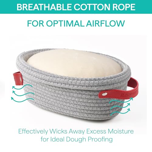 Baker's Secret Cotton Rope Banneton Bread Proofing Basket Set, Oval & Round Bread Baskets with Liners & Covers for Artisan Bread Baking, Sourdough Bread Baking Supplies - size: Oval and Round basket set