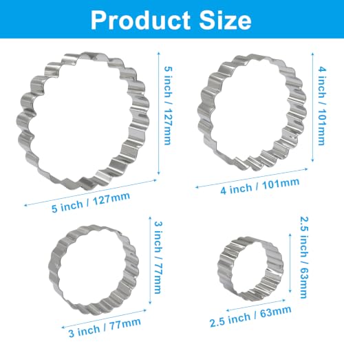 4 Piece Cookie Cutter Set, Round Shapes, Stainless Steel