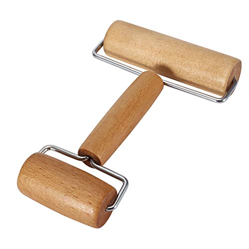 Pizza Roller, Wooden Rolling Pin Double Sided Pastry Wheel Cutter Kitchen Utensils Baking Tool (1)