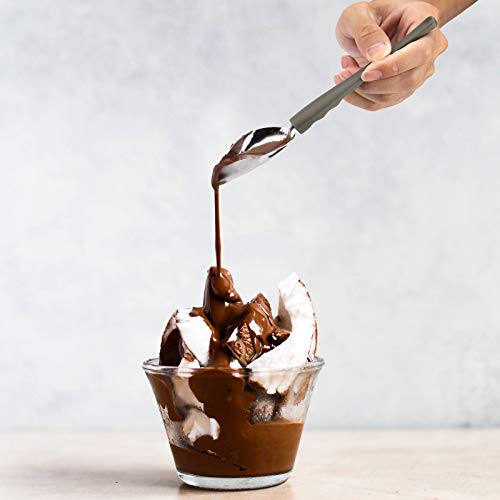 LUTER 2Pcs Precision Culinary Drawing Drizzle Spoon, Stainless Steel Saucier Drizzling Spoon with Tapered Spout Chocolate Dipping Sauce Drizzler Chef Plating Tool for Cake Dessert Decorating (2 Sizes)