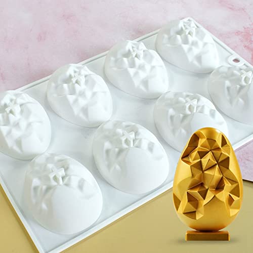 Mostsom 8 Cavity Easter Egg Silicone Mold for Chocolate, Baking Pan for Party Fondant Candy Jelly Dome Mousse Cake Topper Making (E) - size: Easter Egg E