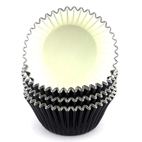 Foil Cupcake Liners Standard Paper Baking Cups 100 Pcs (Black) - color: Black