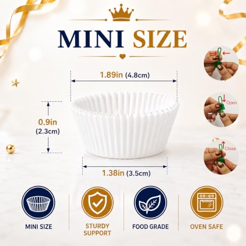 Mini Cupcake Liners,500 pcs White Mini Muffin Liners for Baking - color: White（500pcs）