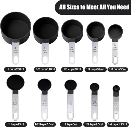 Measuring Cups and Spoons Set - color: Black