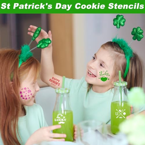 56 Pcs Reusable St Patrick's Day Cookie Stencils Small Shamrock Cookie Templates for Holiday Baking Dessert Painting Irish Party Decoration Coffee Art Face Painting Kitchen Baking Accessories - style: St Patrick's Day