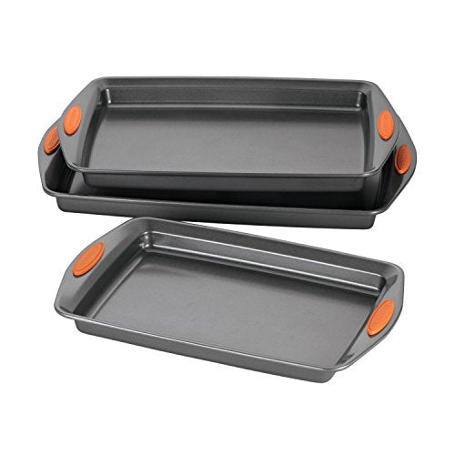 Rachael Ray Yum-o! Nonstick Bakeware Oven Lovin' Cookie Pan Set for Baking - color: Orange Grips