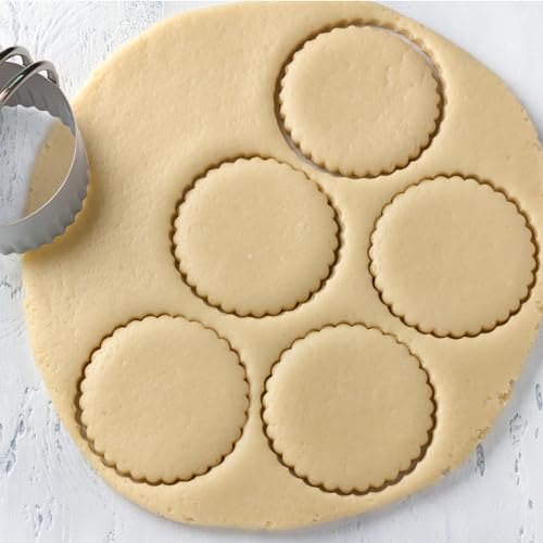 ALLTOP 5 Piece Round Biscuit Cutters with Handle - style: Round Fluted Edge