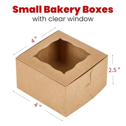 ZORRITA Small Cookie Boxes with Window, 4x4x2.5 Inch, 24pcs