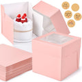 12Pcs 6x6x6 Inches Small Cake Boxes, Pink Square Bakery Boxes - color: Pink, size: 6x6x6inch
