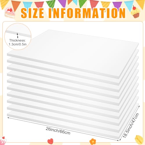 Affrolling 10 Pack Full Sheet Rectangle Cake Drum 1/2 Inch Thick Cake Board - color: White, size: 18.5 x 26 Inch Full Sheet