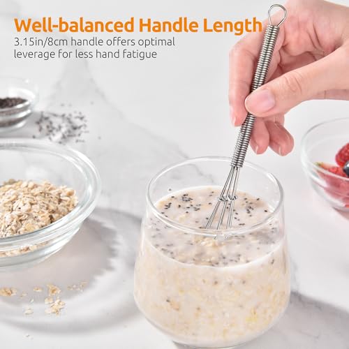 U-Taste Small Mini Whisks for Cooking, 18/8 Stainless Steel 7" Wisking Tool - color: Silver, size: Mini