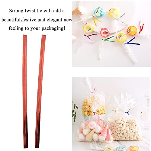 HAHIYO 300Pcs 4 Inches Red Metal Twist Ties for Bread, Candy, Coffee, Plant Garden, Cellophane Treat Bags, Gift Wrapping, Plastic Bags, Halloween Party, Cake Present, Art Crafts - color: Red, size: 4 Inches