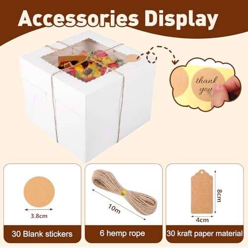 NEOACT 30 Pack Cake Boxes 10 inch, Cake Transport Container, 10x10x8 In - size: 30 Pcs-10x10x8 inches