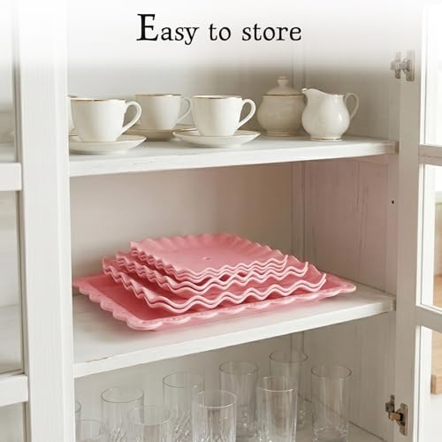 NWK 5-Piece Cupcake Stand & Appetizer Trays Set (Square, Pink) - color: Pink