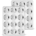 Homikit Stainless Steel Muffin Pans 12 Cups, 2 PCS Cupcake Pan Set Nonstick - size: 12 Cup