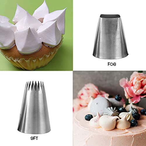 Eclair Piping Tips Set, 4 Extra Large Pastry Tips for Cakes & Churros - color: E