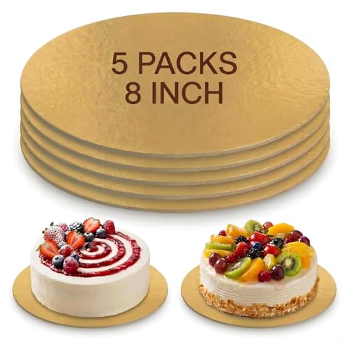 Cake Boards, 5 Packs 8-inch/20cm Gold Round Cake Boards - color: Gold-8 Inch