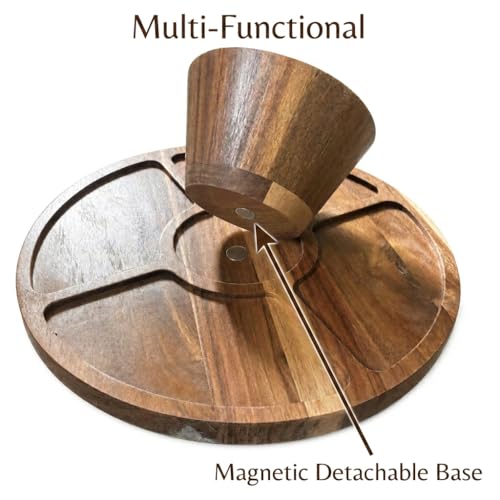 Acacia Wood Cake Stand with Lid - 11.4” Wooden Cake Stand with Dome & Magnetic Base, Cupcake Stand for Birthday Parties & Gatherings, Premium Clear Acrylic Lid for Dessert Display(Magnetic) - color: Magnetic