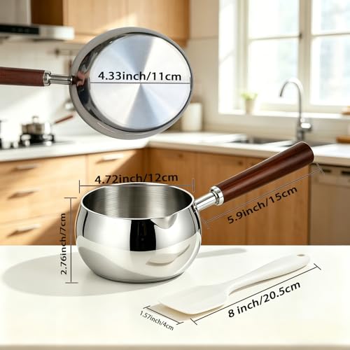 316 Stainless Steel Butter Warmer Pot with Silicone Spatula - 27oz（800ML) Saucepan for Melting Butter, Heating Milk, Warming Sauces, Coffe, Seafood & Chocolate Etc. - size: 27oz