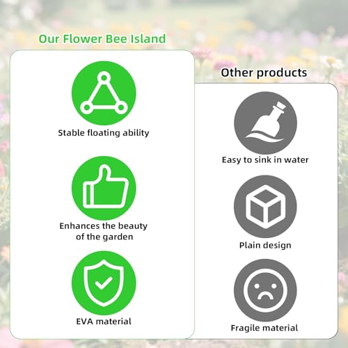 lasuroa 3pcs Floating Bee Island, 8.66in Flower-Shaped Bee Watering Station Safe Pollinator Butterfly Waterer for Feeding Bath Garden Outdoor Use