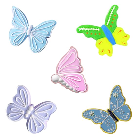 5Pcs Butterfly Cookie Cutter Set, Food Grade Stainless Steel Shapes - color: Butterfly