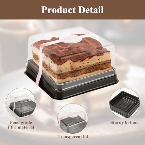 100Pcs Clear Cake Box 3.5 Inch Mini Cake Box with DIY Stickers, Clear Plastic, Individual Cupcake Containers for Mini Cake