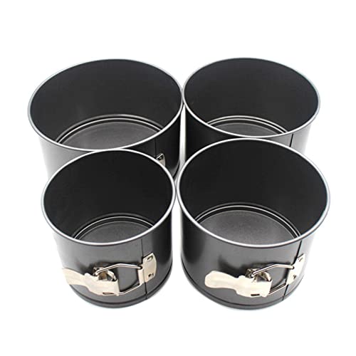 4 Pcs Springform Pan (4inch, 5inch, 6inch, 7inch), Cake Tin for Baking, Detachable Bottom Carbon Steel Cheesecake Mold (Black)