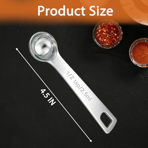 5PCS 1/2tsp(1/6tbsp, 2.5 ml) Measuring Spoon Teaspoons Stainless Steel Measure Spoons for Precise Cooking, Baking and Spices Measurement - size: 1/2tsp(1/6tbsp, 2.5 ml)