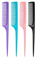 4 Pcs Rat Tail Comb Set for Women -Fine Tooth Styling comb with Pick, Anti-Static Heat Resistant Teasing Comb,Professional Hair Parting Tools for Smooth Detangling, Updos & Salon-Perfect Hairstyles. - color: Purple-Blue-Pink-Black