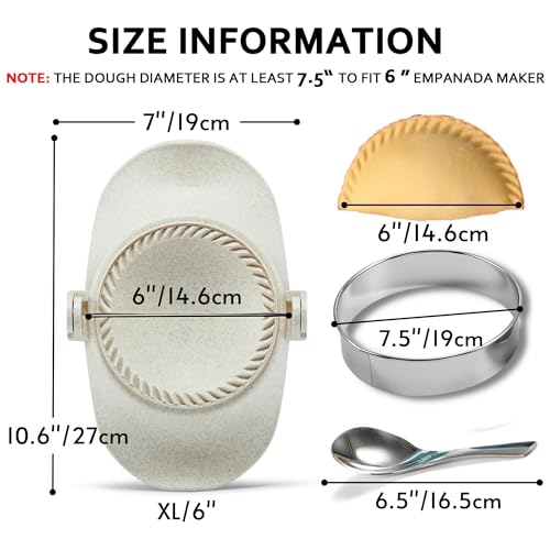 Empanada Maker Press, 6 Inch Extra Large Dumpling Maker Set with Dough Cutter, Dumpling Mold Set for Pierogi, Pastelitos, Calzone, Turnovers, Chinese Dumpling 6" - color: White, size: 6"