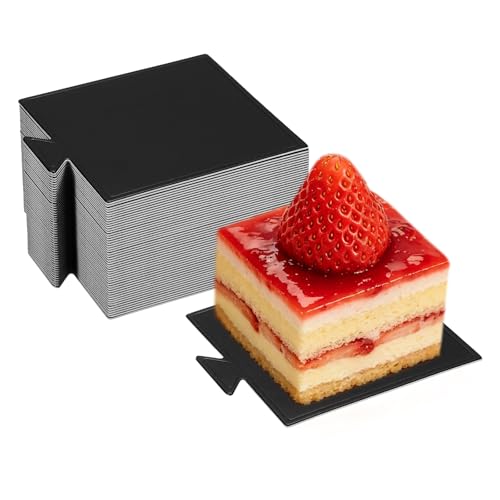 uxcell 50 Pcs Mini Cake Boards 2.8 Inch Mousse Base Square Black - size: 2.8 Inch