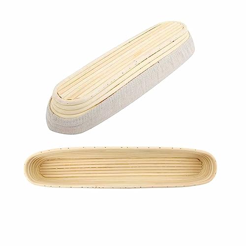3 Pack Banneton Proofing Basket Set - Rattan Material for French Baguettes with Liner - 17" Long - Includes Liner - Sourdough Bread Basket for Artisan Baking - Banneton Baguette Basket Value Pack