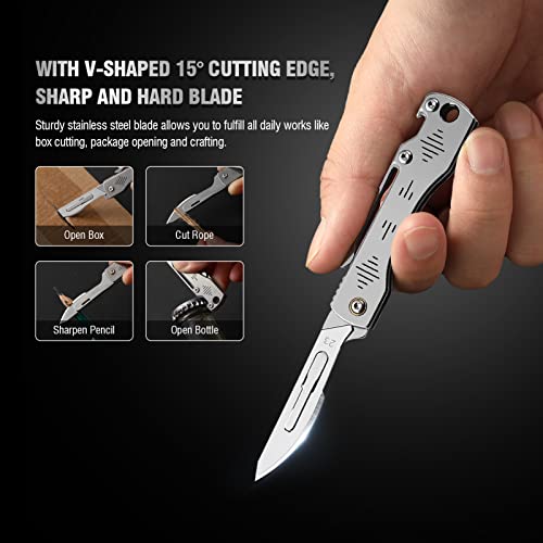 ITOKEY Folding Scalpel Knife, Replaceable Blade EDC Knife with Opener