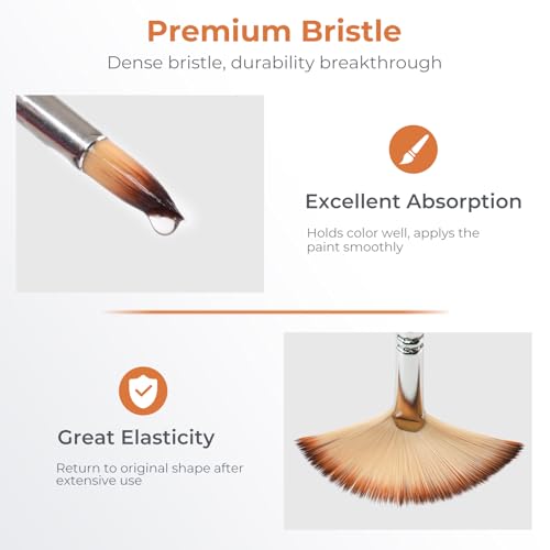 Nicpro 12pcs Paint Brush Set,Craft Paint Brushes for Acrylic & Oil Painting - color: Reddish Brown