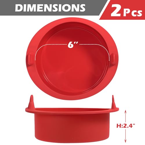 Webake 6 Inch Air Fryer Round Cake Pans for Baking, Nonstick Silicone Air Fryer Baking Pan Wih Handle, BPA Free Set of 2 - size: 6 Inch