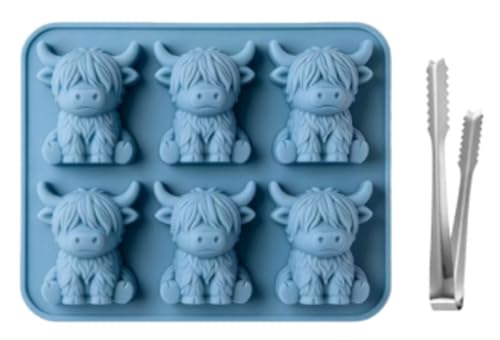 3D Mini Highland Cow Ice Cube Silicone Mold, Cow Shape Ice Tray